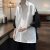 艾梵斯贝韩版时尚潮流宽松男士撞色七分袖衬衫青少年设计感小众衬衣潮外套 黑色 2XL