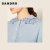 SANDRO 春秋女装法式设计感蕾丝蓝色衬衫上衣SFPTO00498 浅蓝色 0