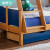 喜梦宝儿童床现代简约高低床子母床男孩女孩多功能实木床 1.2米挂梯款（蓝白）