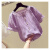女童短袖夏装韩版中大童甜美雪纺衬衫上衣棉新款适合4-12岁小女孩夏天穿的淑女花边百搭洋气半袖 紫色 150