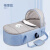 新生婴儿提篮车载外出便捷摇篮折叠睡篮宝宝床中床月子安全床篮子 宝蓝色 格里蓝