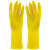 海斯迪克 黄色乳胶手套 防水防滑胶皮橡胶手套 M码10双 