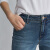 艾格牛仔裤女2024春季新款韩版潮流简约修身个性直筒裤女士长裤W270 蓝色 34XS