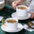 友来福咖啡杯套装纯白陶瓷杯子磨砂欧式下午茶茶具4杯碟带架配勺