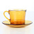 Duralex法国进口欧式钢化玻璃咖啡杯套装（2杯+2碟）琥珀色