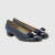 菲拉格慕（Ferragamo） 女鞋VARA深蓝色漆皮蝴蝶结粗跟高跟鞋 跟高3CM 0531284 4.5/35
