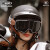 野马（YEMA）复古摩托车头盔通用镜片机车头盔防风风镜 真皮烫黑金防风镜配灰片+白片