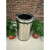 PULIJIE 不锈钢垃圾桶翻盖直投商用公共圆桶收纳桶 38x73黑色(翻盖) 有内桶