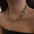 LIEI施华洛世奇锆咖色之美三色混彩人造大溪地稀有色珍珠项链灰珍珠女 混彩珠