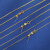 三粒金珠18K金O字项链女玫瑰金锁骨链AU750黄金彩金针式项链调节链穿珍珠 黄金色/链粗约1.0毫米 40厘米