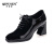 奇普森（QIPUSEN）品牌高跟鞋系带粗跟软皮舒适皮鞋女2024春季新款时尚潮流真皮单鞋 黑色 39