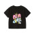 ABC KIDS儿童短袖T恤女童夏装中大童可爱涂鸦印花童装上衣 黑色 110
