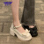 简希伦玛丽珍鞋女2024夏季新款高跟蝴蝶结厚底粗跟珍珠配裙子时尚小皮鞋 米白色 36
