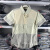 班尼路（Baleno）班尼路夏季装SK生活几何休闲拼接修身流行短袖衬衫28604015 W0Y米白色 M