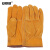 安赛瑞 短款牛皮电焊手套 二层牛皮耐磨焊工隔热搬运防护手套 黄色 1双装 3E00035