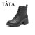 他她（TATA）商场同款时尚方跟马丁靴百搭女靴新款 黑色 36
