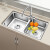 欧琳（OULIN）厨房水槽双槽304不锈钢洗菜盆加厚款大双槽+龙头套餐9813A