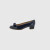 菲拉格慕（Ferragamo） 女鞋VARA深蓝色漆皮蝴蝶结粗跟高跟鞋 跟高3CM 0531284 4.5/35