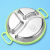 芳瑾（fangjin）SHU JIE BANG304不锈钢儿童餐盘分格盘家用带盖饭盒幼儿宝宝餐具 绿色304餐盘带盖+海绵宝筷勺