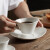 君跃欧式白色异形不规则挂耳陶瓷咖啡杯碟套装精致意式浓缩咖啡杯子 大号蛋形咖啡杯碟