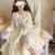 闪动少女洛丽塔lolita厂原创设计日系洋装中古呲甜纯色OP长袖连衣裙萝莉塔 粉色 S
