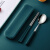 天南兄弟筷子勺子套装一人食便携餐具三件套不锈钢叉子单人学生可爱收纳盒 两件套深蓝
