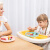 爱音（Aing）儿童餐具宝宝分格餐盘硅胶吸盘碗勺围兜套装婴儿辅食碗3件套蓝色