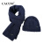 CACUSS Z0307毛线帽子围巾套装男士秋冬季时尚保暖加厚两件套 藏青色