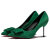 王菲儿（WANGFEIER）A75社交女鞋超纤浅口尖头超细高跟单鞋 绿色 38