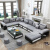 梵萨帝 沙发布艺沙发 北欧现代简约客厅整装可拆洗沙发组合 六件套 搭配4个小凳子