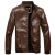 S&G皮衣男外套2021新款男士PU皮衣立领机车皮夹克修身男外套 棕色/加绒 L(115-130斤)