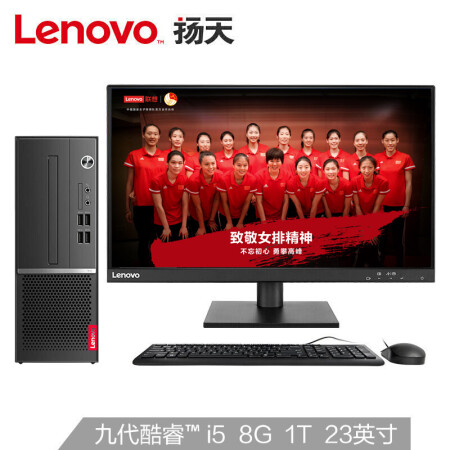 联想(Lenovo)扬天M4000s商用办公台式电脑整机（I5-9400 8G 1T 键鼠 串口 2019office 四年上门）23英寸