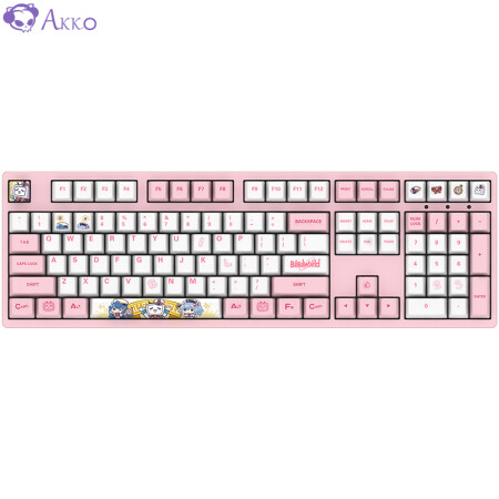 AKKO 3108 Bilibili World机械键盘 有线键盘 游戏键盘 电竞 108键 吃鸡键盘  粉色 Cherry轴 樱桃红轴