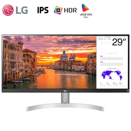 LG 29鑻卞 21:9瓒呭甯﹂奔灞HDR10 IPS纭睆 sRGB99% FreeSync 涓夐潰寰竟 鍐呯疆闊崇 浣庨棯灞忔樉绀哄櫒 (29WN600),降价幅度12.5%