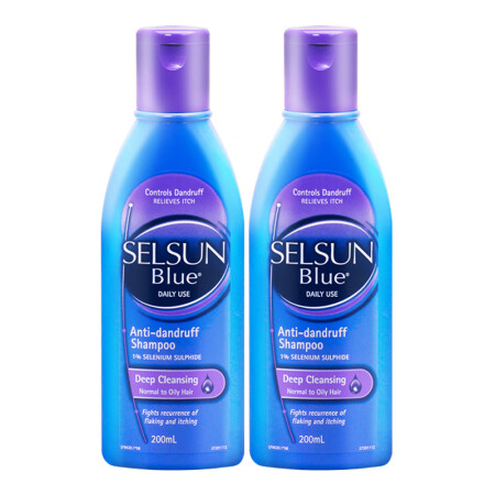SELSUN Blue 澳洲进口深层清洁控油去屑洗发水止痒男女200ml*2瓶组合套装
