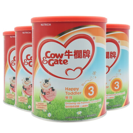 【香港直邮 包邮包税】港版牛栏（Cow&Gate）婴幼儿配方宝宝牛奶粉 900g 3段 1-3岁 四罐装,降价幅度15.6%
