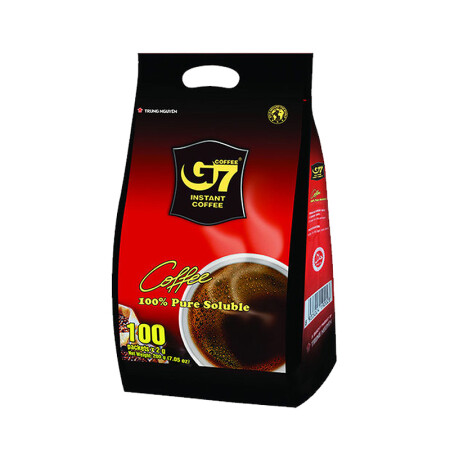 越南进口 中原G7纯黑速溶咖啡 低卡无糖黑咖啡 100条/袋