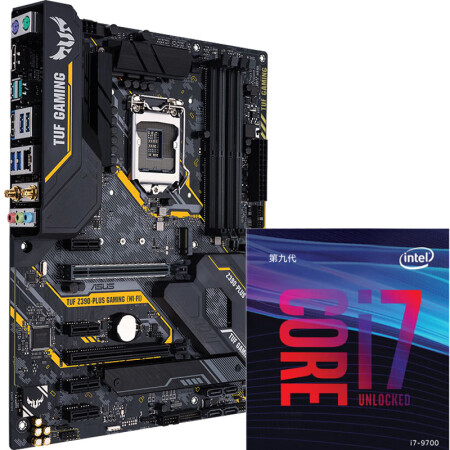 华硕TUF Z390-PLUS GAMING (WI-FI)主板 （Intel Z390/LGA 1151）+英特尔（Intel） i7 9700 睿CPU处理器 板U套装 CPU主板套装