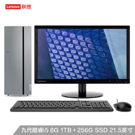 联想（Lenovo）天逸510Pro个人商务台式机电脑整机（i5-9400F 8G 1T+256G SSD 2G独显 ）21.5英寸