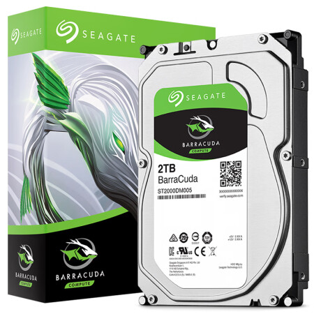 希捷（SEAGATE）BarraCuda 酷鱼系列 2TB 5400转256MB SATA3 台式机机械硬盘(ST2000DM005)