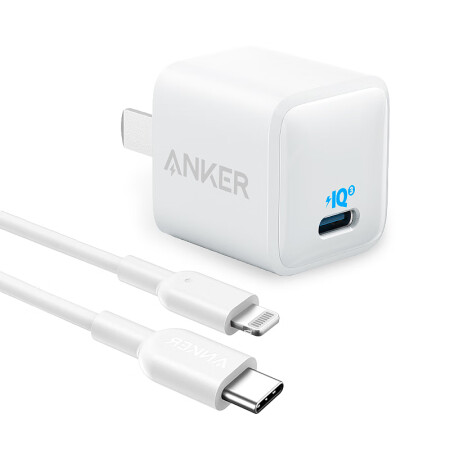 Anker Nano 18W USB-C充电器+PD闪充数据线1.8米苹果快充线充套装适iPhone11 Pro/XsMax/XR/8P/iPad安卓手机