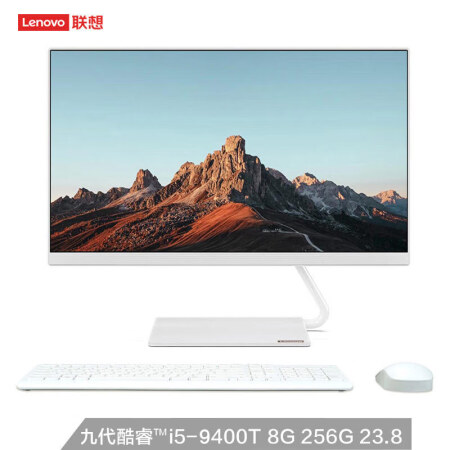 联想（Lenovo）AIO逸 英特尔酷睿i5 个人商务一体机台式电脑23.8英寸（i5-9400T 8G 256G SSD 无线键鼠）白