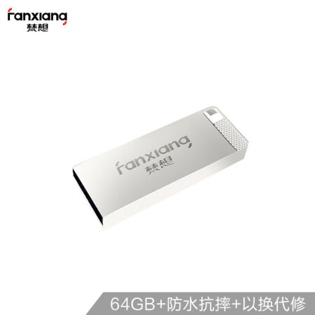 梵想（FANXIANG）64G USB2.0 U盘 F206银色 电脑车载金属迷你优盘 防水防震