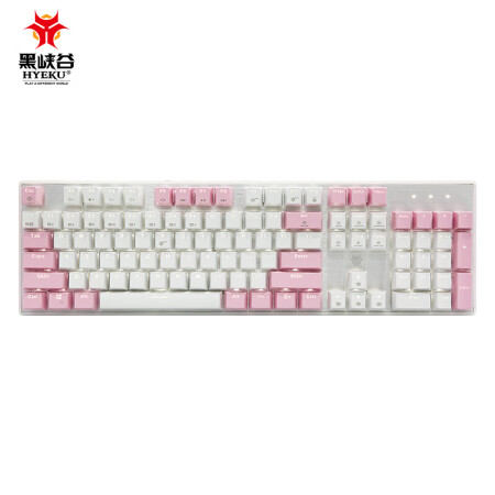 黑峡谷（Hyeku）GK715 机械键盘 有线键盘 游戏键盘 104键 单色背光 可插拔键盘 凯华BOX轴 白粉色 白轴