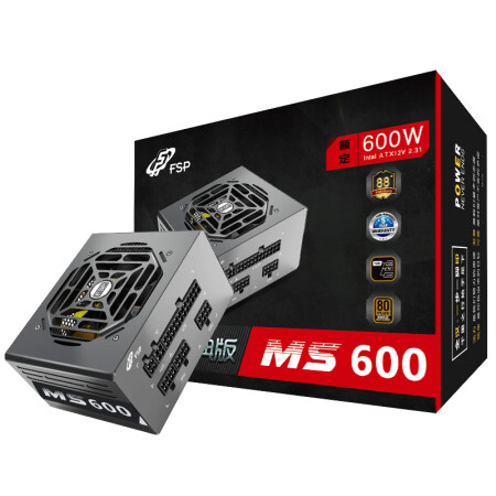 全汉（FSP）额定600W 经典版MS600无模组线版 (SFX电源/铜牌认证/五年质保/全模组/固态电容/DC-DC）,降价幅度3.2%