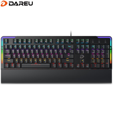 达尔优（dareu)EK815S机械键盘 有线键盘 游戏键盘 104键混光 RGB 手托可拆 电脑键盘 黑色茶轴,降价幅度8.4%