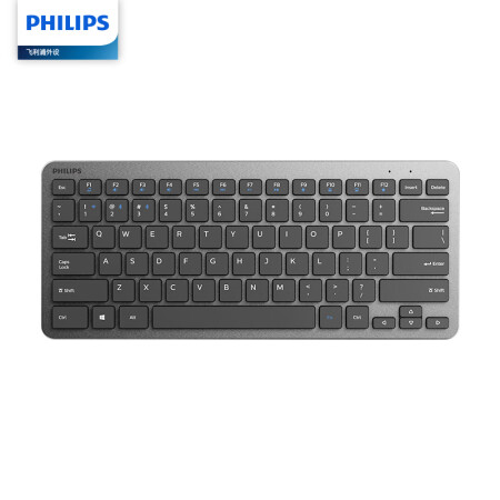 飞利浦 PHILIPS SPK6614B 键盘 无线蓝牙键盘 办公键盘 超薄 78键  ipad键盘 便携出差键盘  黑银  自营
