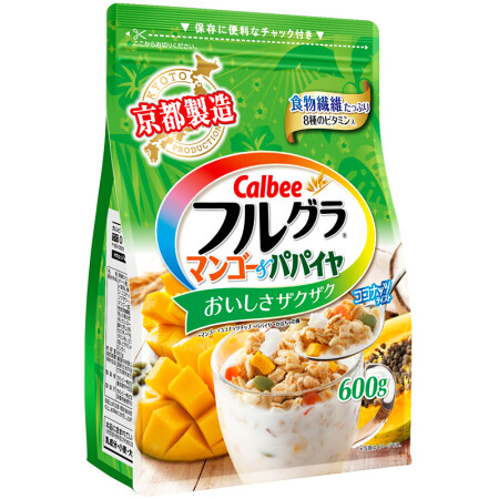 日本进口 Calbee(卡乐比) 水果麦片 芒果木瓜口味 600g/袋 早餐谷物冲饮燕麦片,降价幅度10.1%
