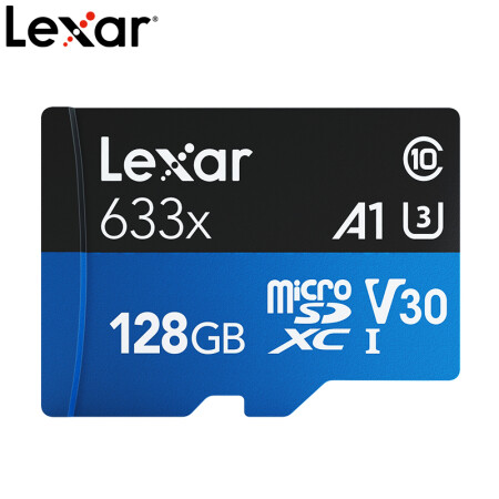雷克沙（Lexar）128GB TF（MicroSD）存储卡 Class10 U3 A1 读100MB/s （633x）,降价幅度14.2%