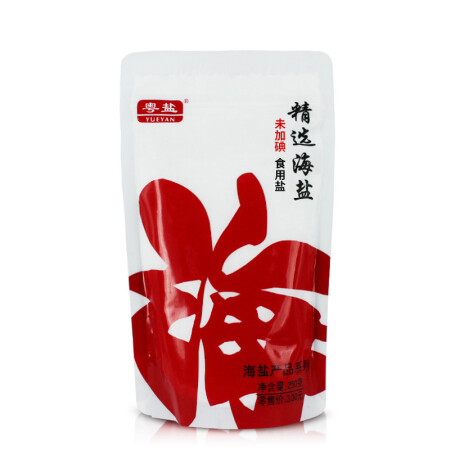 粤盐（YUEYAN）无碘盐精选海盐食用盐250g